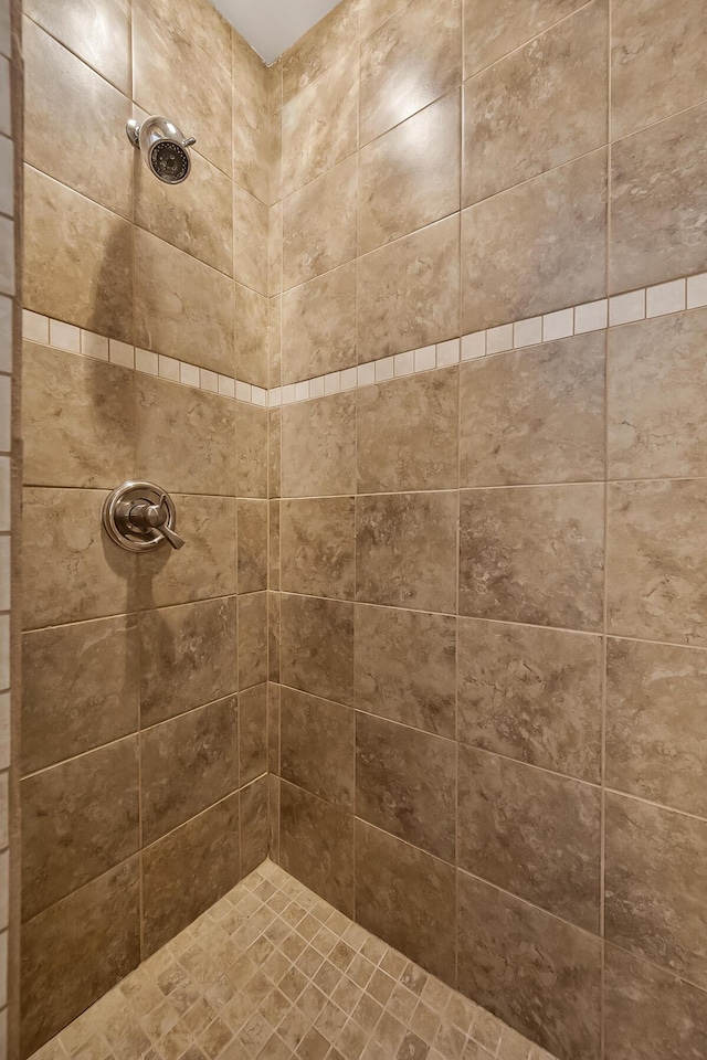 bathroom with a tile shower