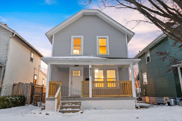 front facade with a porch