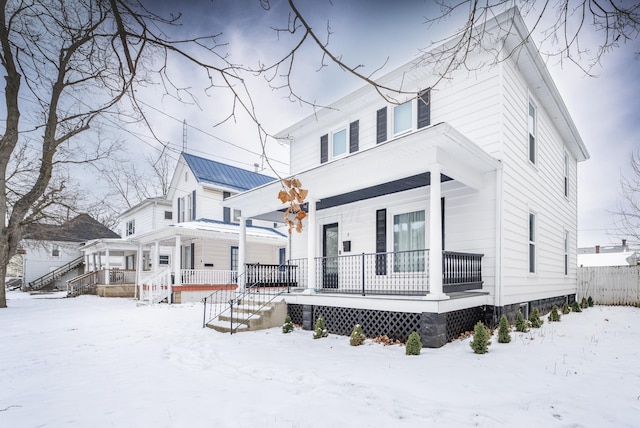 view of front of home featuring covered porch