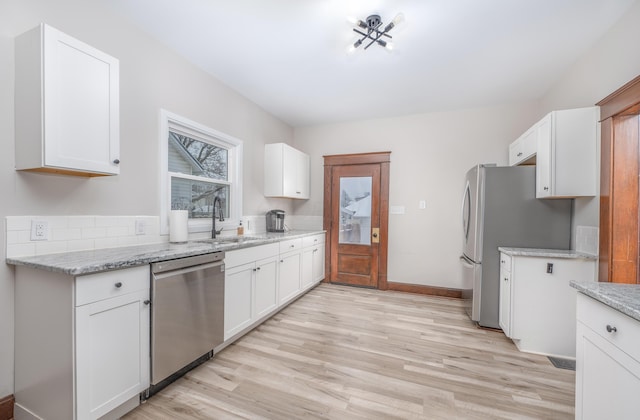 kitchen featuring sink, white cabinetry, and stainless steel appliances