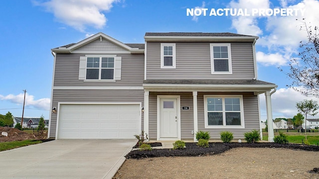 view of front property with a garage