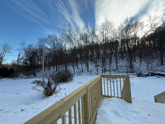 view of yard layered in snow