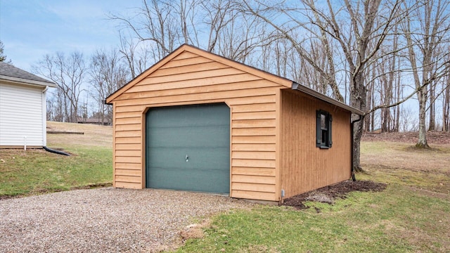 view of detached garage