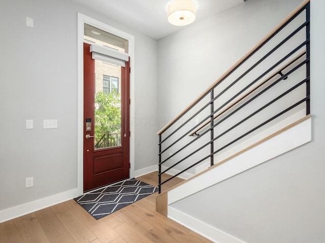 foyer entrance featuring wood-type flooring