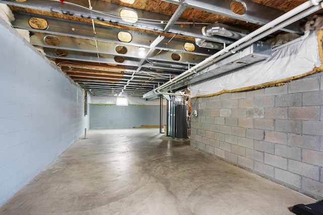 basement featuring water heater