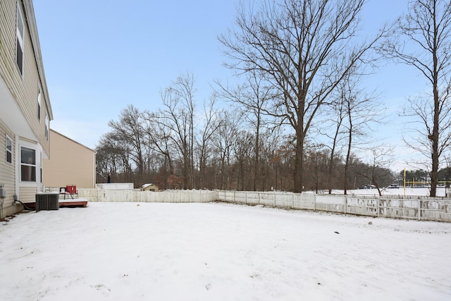 snowy yard with cooling unit