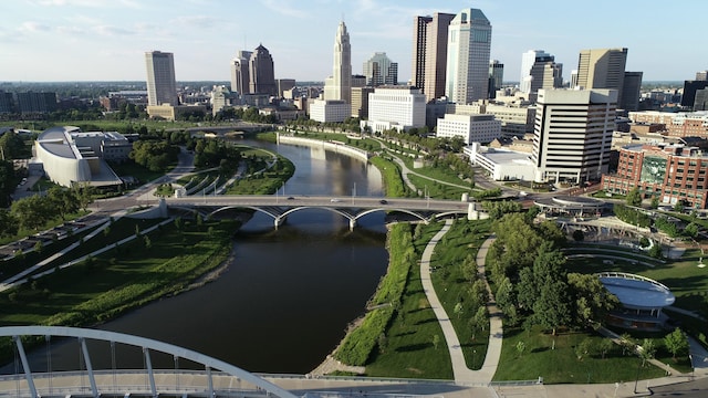 property's view of city with a water view