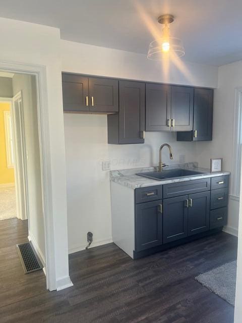 kitchen with dark hardwood / wood-style floors and sink