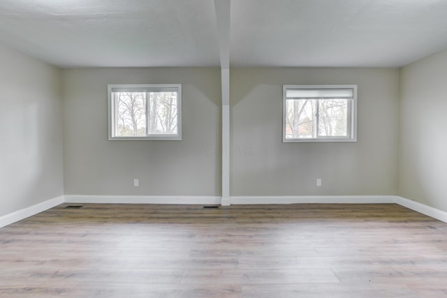 unfurnished room with light hardwood / wood-style floors