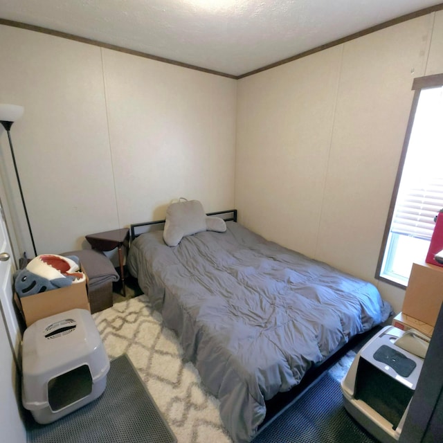 bedroom with ornamental molding