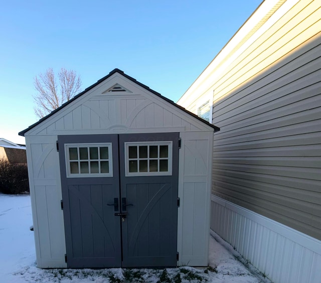 view of snow covered structure