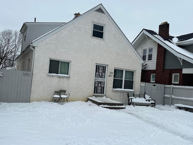 view of snow covered property