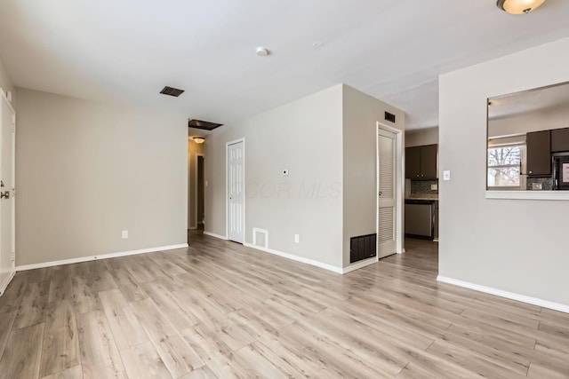 unfurnished living room featuring light hardwood / wood-style flooring