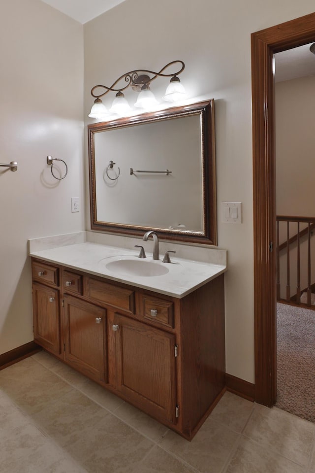 bathroom with vanity and tile patterned flooring