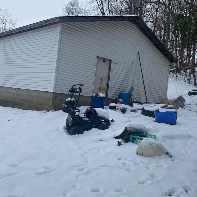 view of snow covered structure