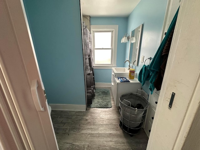 bathroom featuring hardwood / wood-style flooring and sink