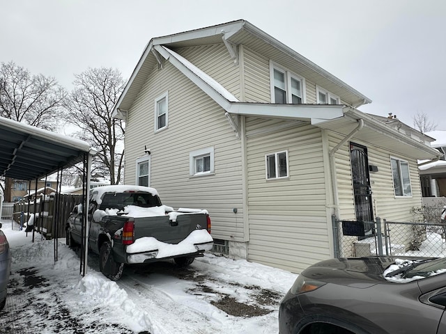 view of snowy exterior