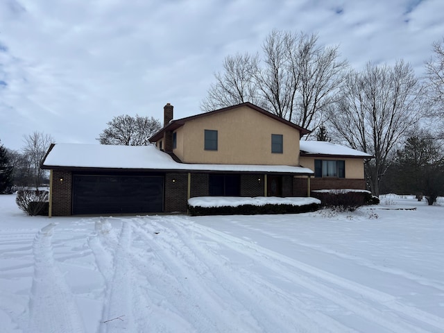 exterior space with a garage