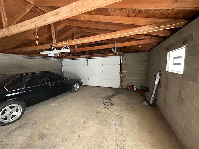 garage with a garage door opener