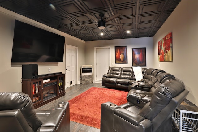 cinema with heating unit and wood-type flooring