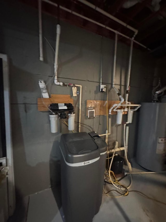 utility room with water heater