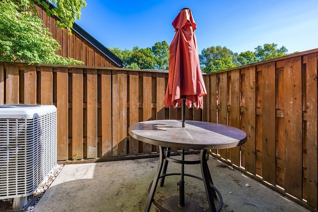 view of patio featuring central air condition unit