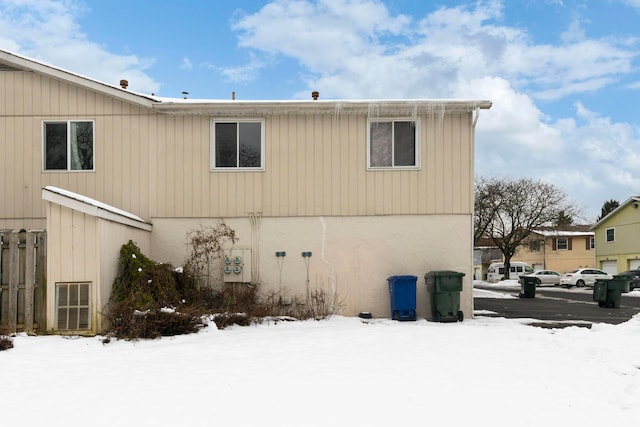 view of snow covered exterior