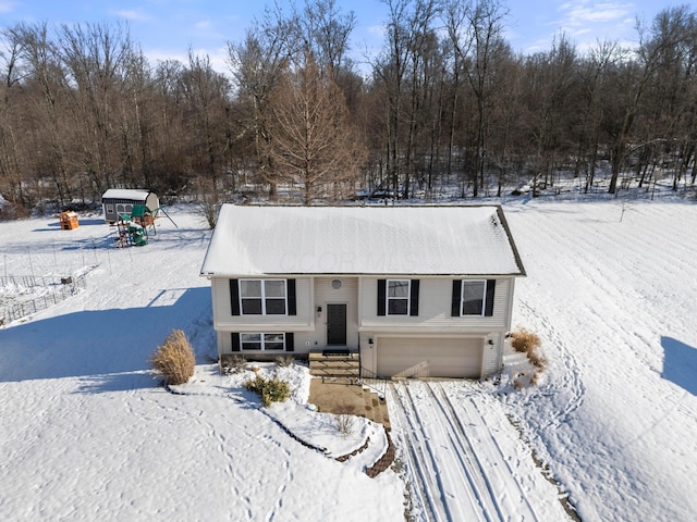 raised ranch with a garage