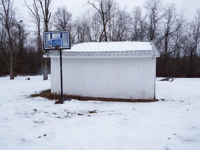 view of snow covered structure