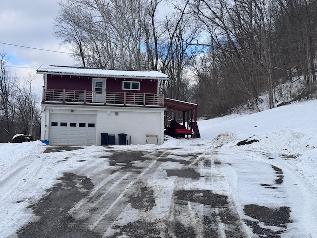 exterior space with a garage