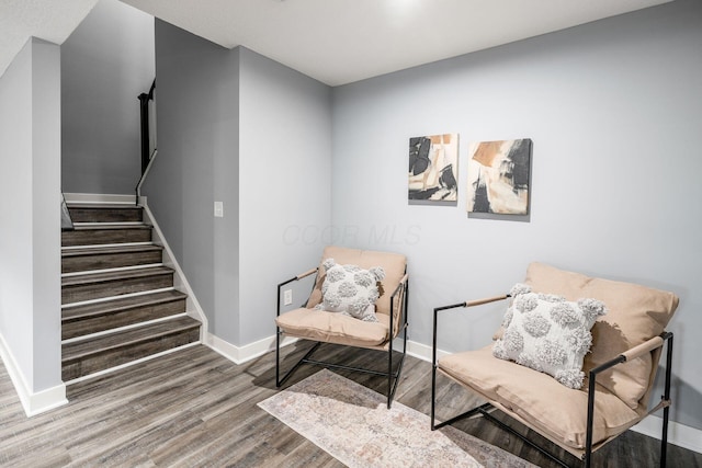 sitting room featuring wood-type flooring