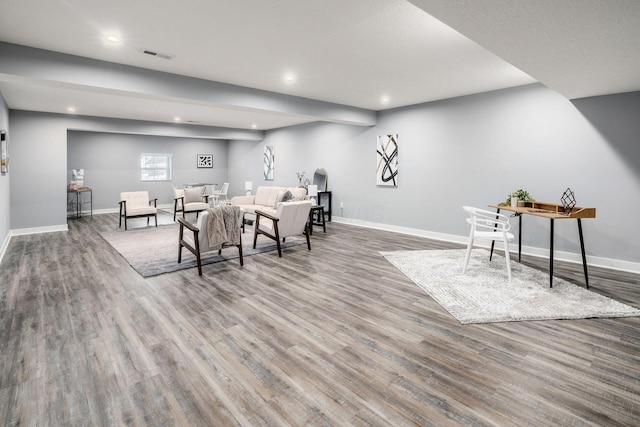 dining area with dark hardwood / wood-style floors