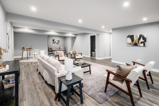 living room with hardwood / wood-style flooring