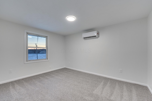 carpeted empty room featuring a wall mounted air conditioner