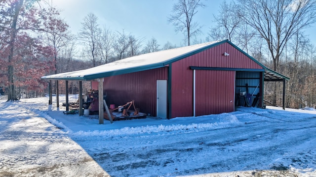 view of snow covered structure