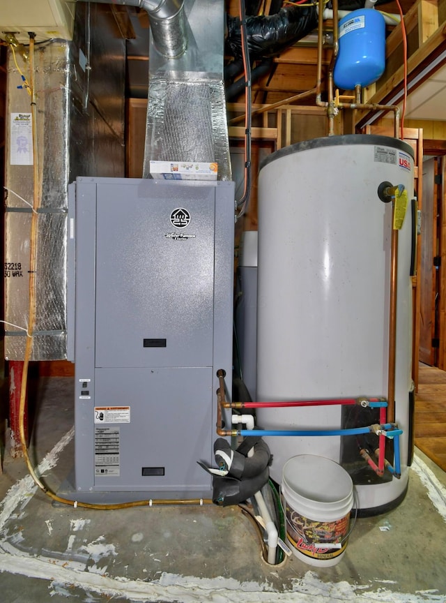 utilities featuring heating unit and water heater