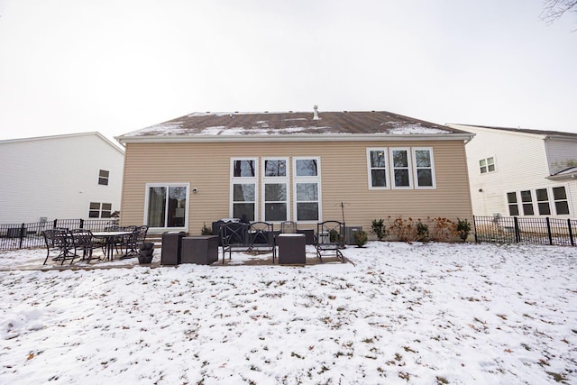 view of snow covered property