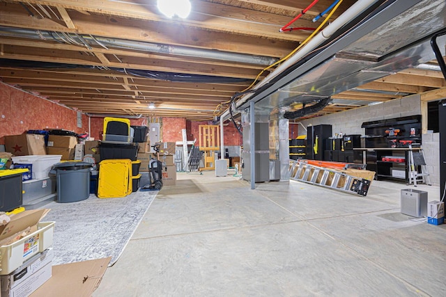 basement with electric panel