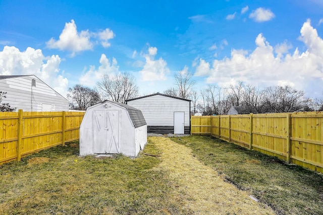 view of outbuilding featuring a lawn