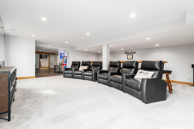 view of carpeted home theater