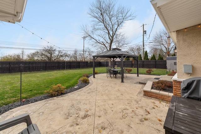 view of patio featuring a gazebo