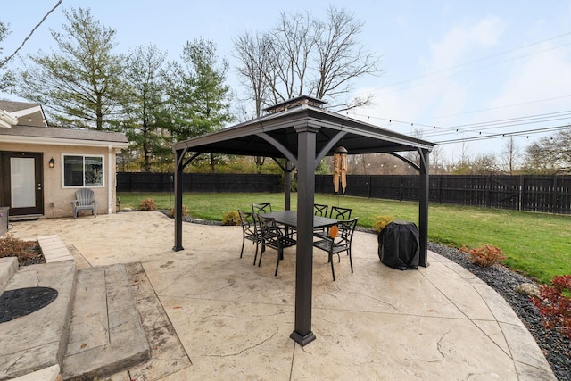 view of patio / terrace featuring a gazebo