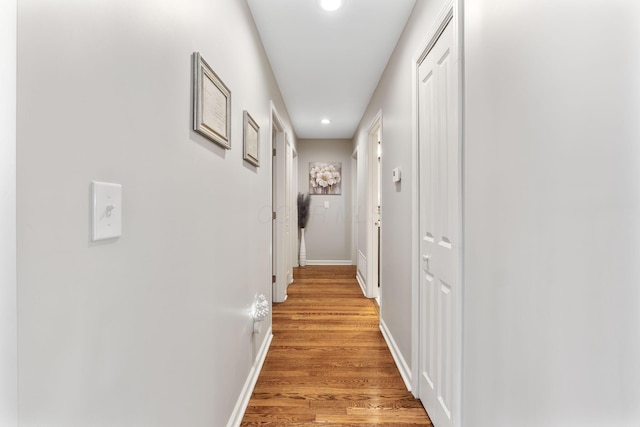 hallway featuring light wood-type flooring