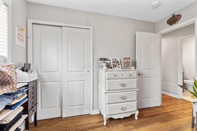 interior space featuring hardwood / wood-style flooring and a closet