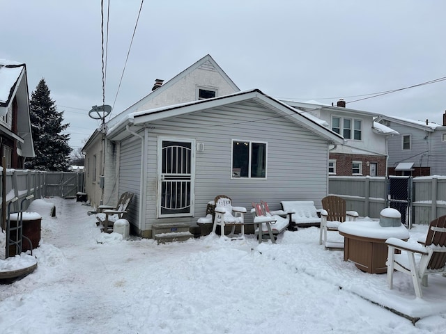 view of snow covered property