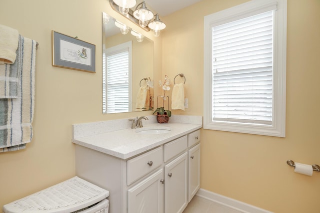 bathroom featuring vanity and tile patterned floors