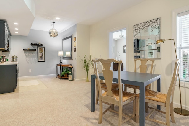 view of carpeted dining room