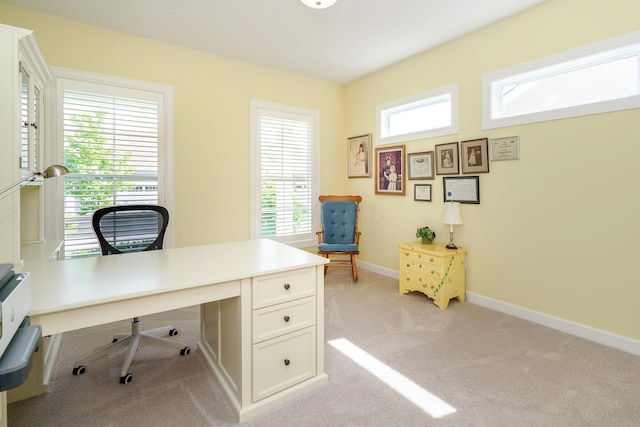 office space featuring light colored carpet and a healthy amount of sunlight