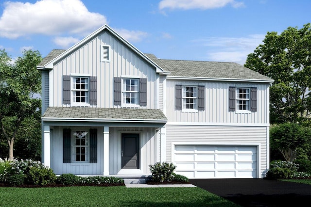 modern farmhouse with a garage