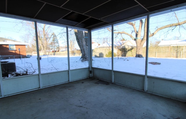 view of unfurnished sunroom